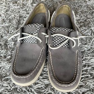 EUC Sperry Women’s Grey Pokadot Top-Sider, Size 8